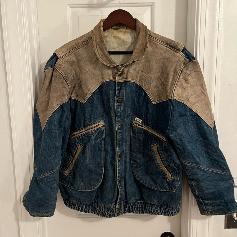 Vintage 1986 Guess Georges Marciano Leather Denim‎ Jacket